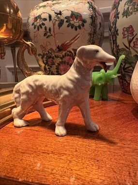 Ceramic Dog Figurine - White Porcelain Decorative Statue, made in Japan